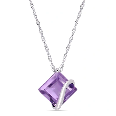 Mimi & Max Amethyst Square Pendant With Chain In 10k White Gold In Purple