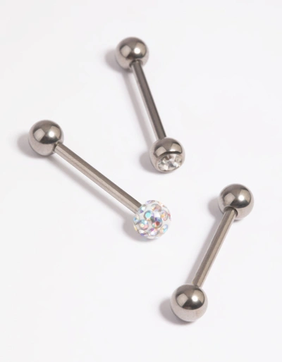Lovisa Titanium Pave Tongue Rings In Silver
