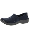 Bzees Poppyseed Womens Slip On Comfort Casual And Fashion Sneakers In Navy Sparkle Knit Fabric