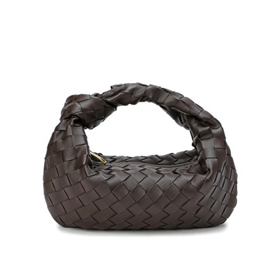 Tiffany & Fred Woven Sheepskin Knot Pouch Bag In Brown