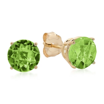 Max + Stone 10k Yellow Gold 6mm Round Stud Earrings In Green