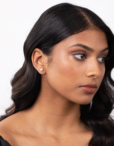 Lovisa Pearlise Cubic Zirconia Stud Earrings Duo In Gold