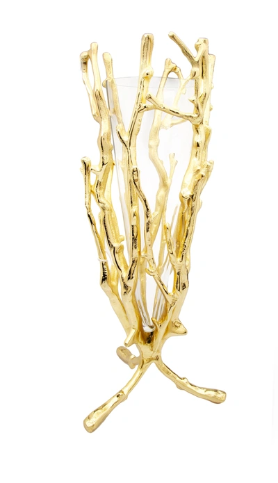 Classic Touch Decor Gold Floral Vase With Removable Glass Insert