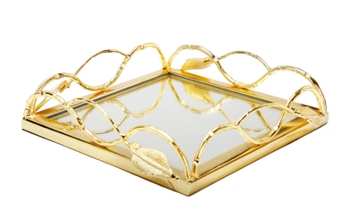 Classic Touch Decor Mirror Napkin Holder With Gold Leaf Design