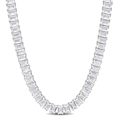 Mimi & Max 73 1/2 Ct Tgw Created White Sapphire Tennis Necklace In Sterling Silver
