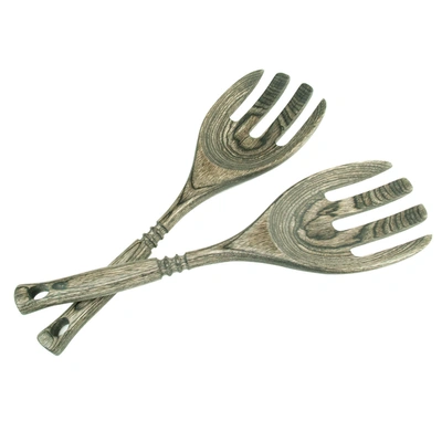 Island Bamboo Pakkawood 12-inch Salad Claws In Black