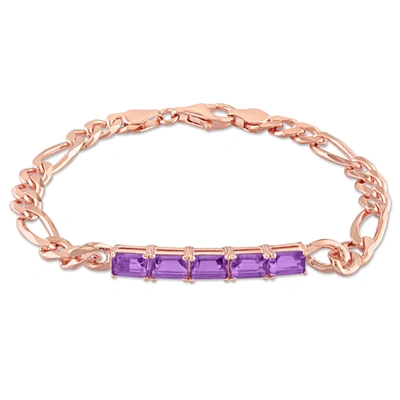 Mimi & Max 2 1/4 Ct Tgw Amethyst Birthstone Link Bracelet In Rose Plated Sterling Silver In Purple