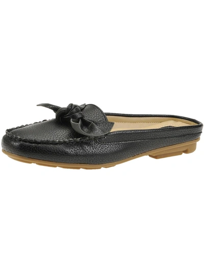 Masseys Charm Womens Bow Slides Loafer Mule In Black