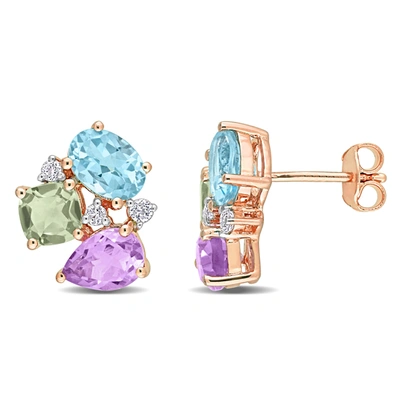 Mimi & Max 4 5/8 Ct Tgw Multi-color Gemstone Earrings In Rose Plated Sterling Silver