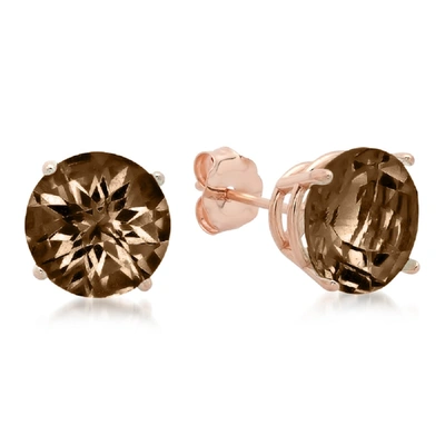 Max + Stone 10k Rose Gold 8mm Round Checkerboard Cut Stud Earrings In Black