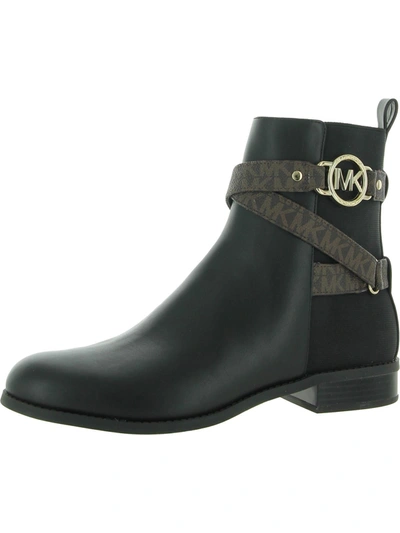 Michael Michael Kors Rory Womens Faux Leather Logo Ankle Boots In Black