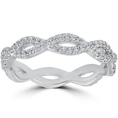 Pompeii3 3/8 Cttw Diamond Infinity Eternity Wedding Ring Stackable Band 14k White Gold In Multi