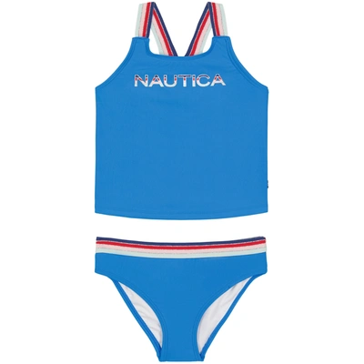 Nautica Girls' Multicolor Striped Logo And Strap Tankini (8-20)