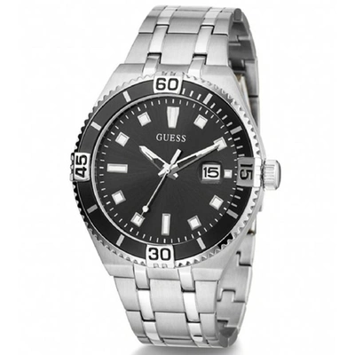 Guess Men's Classic Black Dial Watch In Silver