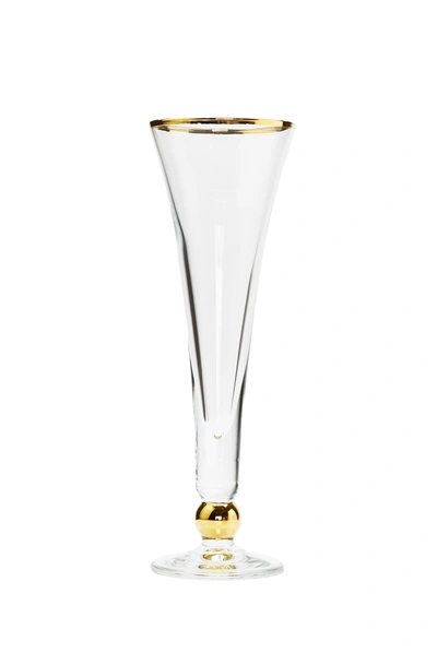 Classic Touch Decor Set Of 6 Flutes With Gold Ball And Trim