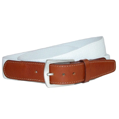 Crookhorndavis Newport Pique Cotton Woven Elastic Belt In White