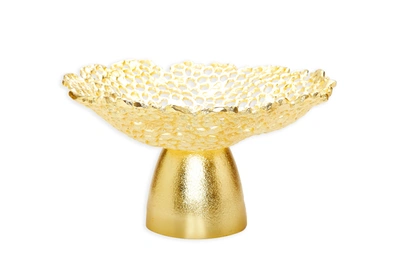 Classic Touch Decor Textured Gold Stemmed Cake Tray