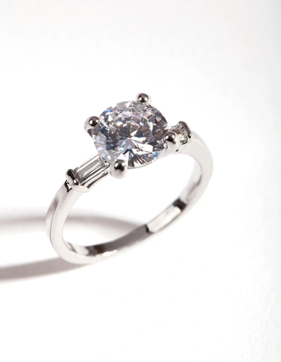 Lovisa Rhodium Cubic Zirconia Round Stone Band Ring In Multi