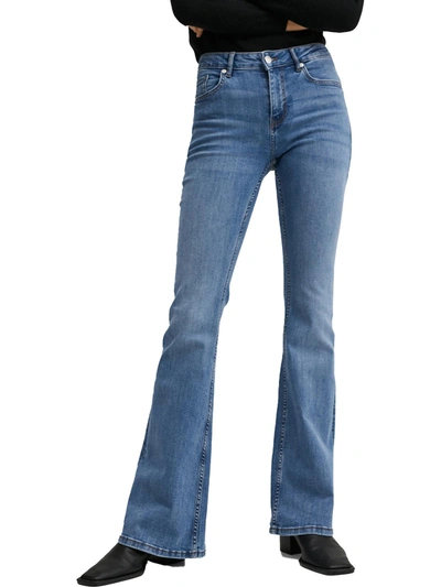 Mng Womens Mid Waist Stretch Flare Jeans In Blue