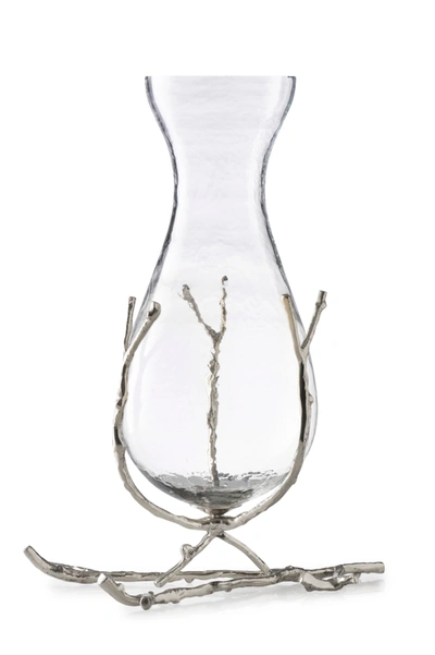 Classic Touch Decor Glass Vase With Silver Twig Base
