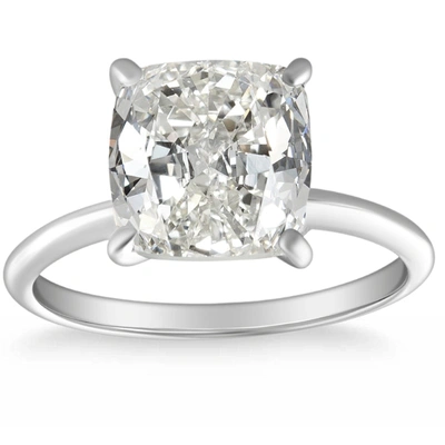 Pompeii3 4.39 Ct Cushion Diamond Gia Certified Solitaire Engagement Ring 14k White Gold In Multi