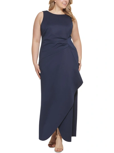 Eliza J Plus Womens Ruffled Maxi Maxi Dress In Blue