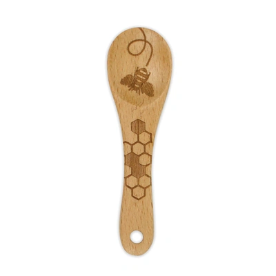 Talisman Designs Laser Etched Beechwood Mini Spoon, Honey Bee Collection In Brown