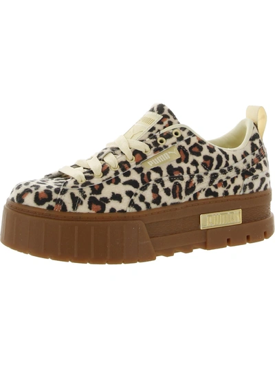 Puma Mayze Leopard Womens Faux Fur Active Casual And Fashion Sneakers In Multi