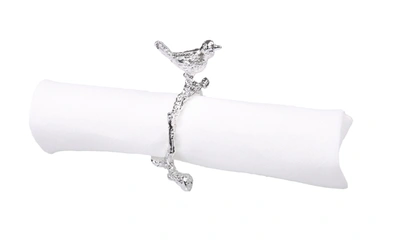 Classic Touch Decor Set Of 4 Silver Bird Design Napkin Rings