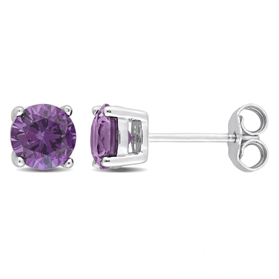 Mimi & Max 2ct Tgw Simulated Alexandrite Stud Earrings In Sterling Silver In Purple