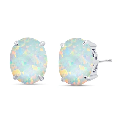 Nicole Miller Sterling Silver With 10x8mm Oval Cut Gemstone Stud Earrings In Multi