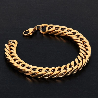 Crucible Jewelry Crucible Los Angeles Polished Stainless Steel Curb Chain 10mm Wide Bracelet In Black