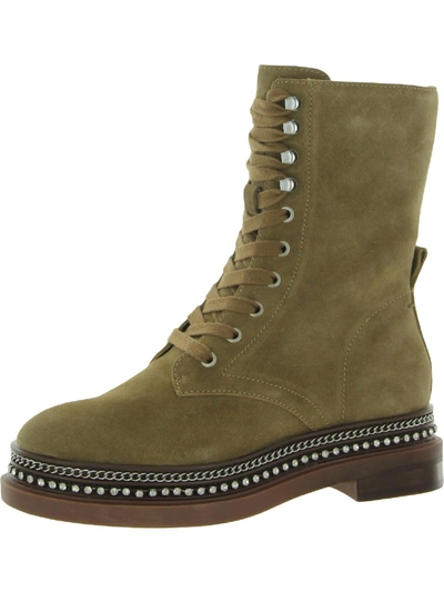 Vince Camuto Branda Womens Rhinestone Embellished Combat & Lace-up Boots In Green