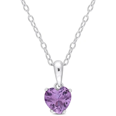 Mimi & Max 1 1/5ct Tgw Heart Shape Simulated Alexandrite Solitaire Classic Basket Setting Pendant With Chain In In Purple