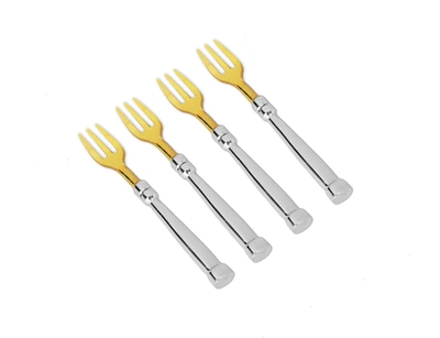 Classic Touch Decor Set Of 4 Gold/silver Dessert Forks