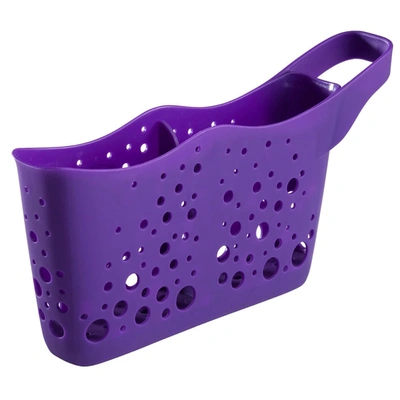 Hutzler Sponge Station Duo In Sink Sponge Caddy W/drain Holes In Purple