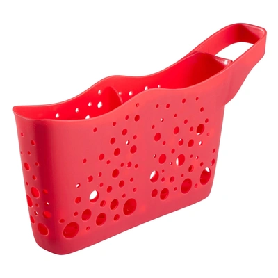 Hutzler Sponge Station Duo In Sink Sponge Caddy W/drain Holes In Red