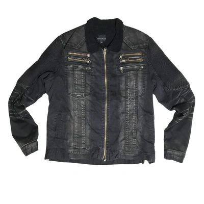 Rockstar Original Men's Fur-lined Denim Jacket In Black Wash In Green