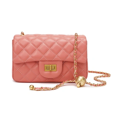 Tiffany & Fred Quilted Sheepskin Leather Crossbody Bag In Pink