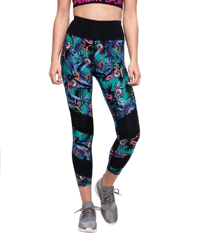 Superdry Active Mesh 7/8 Legging In Lucy Tropical Print In Green