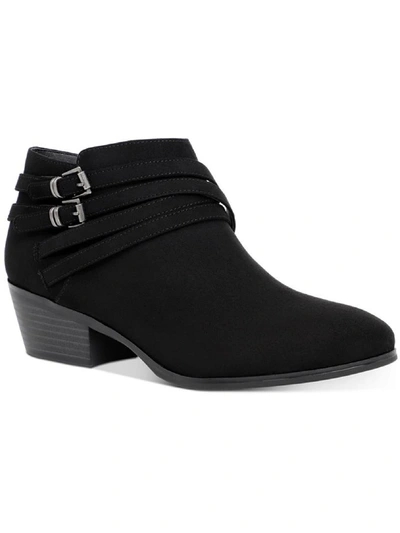 Style & Co Willow Womens Microfiber Block Heel Ankle Boots In Black