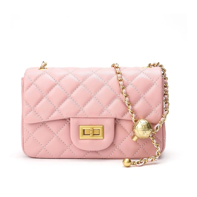 Tiffany & Fred Quilted Sheepskin Leather Crossbody Bag In Pink