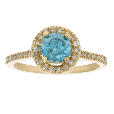 Vir Jewels 1.30 Cttw Blue And White Diamond Engagement Ring 14k Yellow Gold Bridal