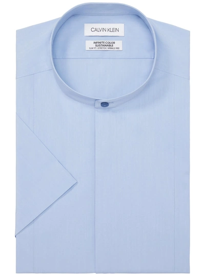 Calvin Klein Mens Infinite Collar Slim Fit Dress Shirt In Blue