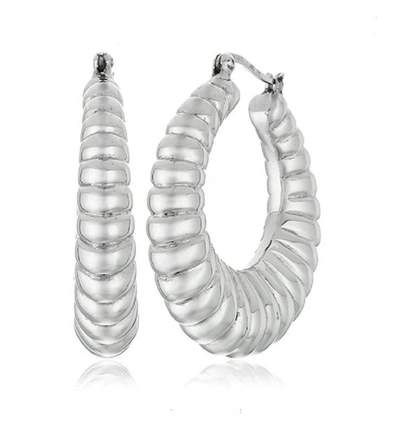 Max + Stone Sterling Silver Large Textured Hoop Earrings