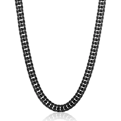 Crucible Jewelry Crucible Los Angeles Men's 8mm Wide Stainless Steel 8mm Cuban Chain Necklace In Black