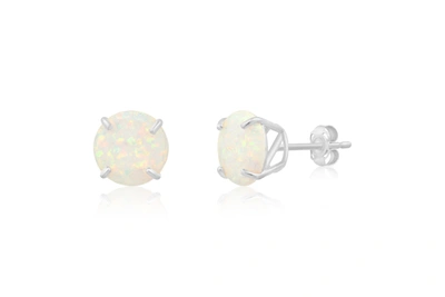 Max + Stone 14k White Gold 9mm Round Cut Gemstone Stud Earrings