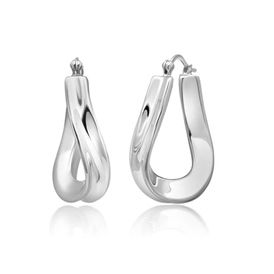 Max + Stone Sterling Silver 34x21x4 Mm Hoop Earrings