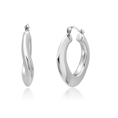 Max + Stone Sterling Silver 24x24x5 Mm Hoop Earrings