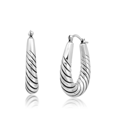 Max + Stone Sterling Silver 24x29x8 Mm Hoop Earrings In White